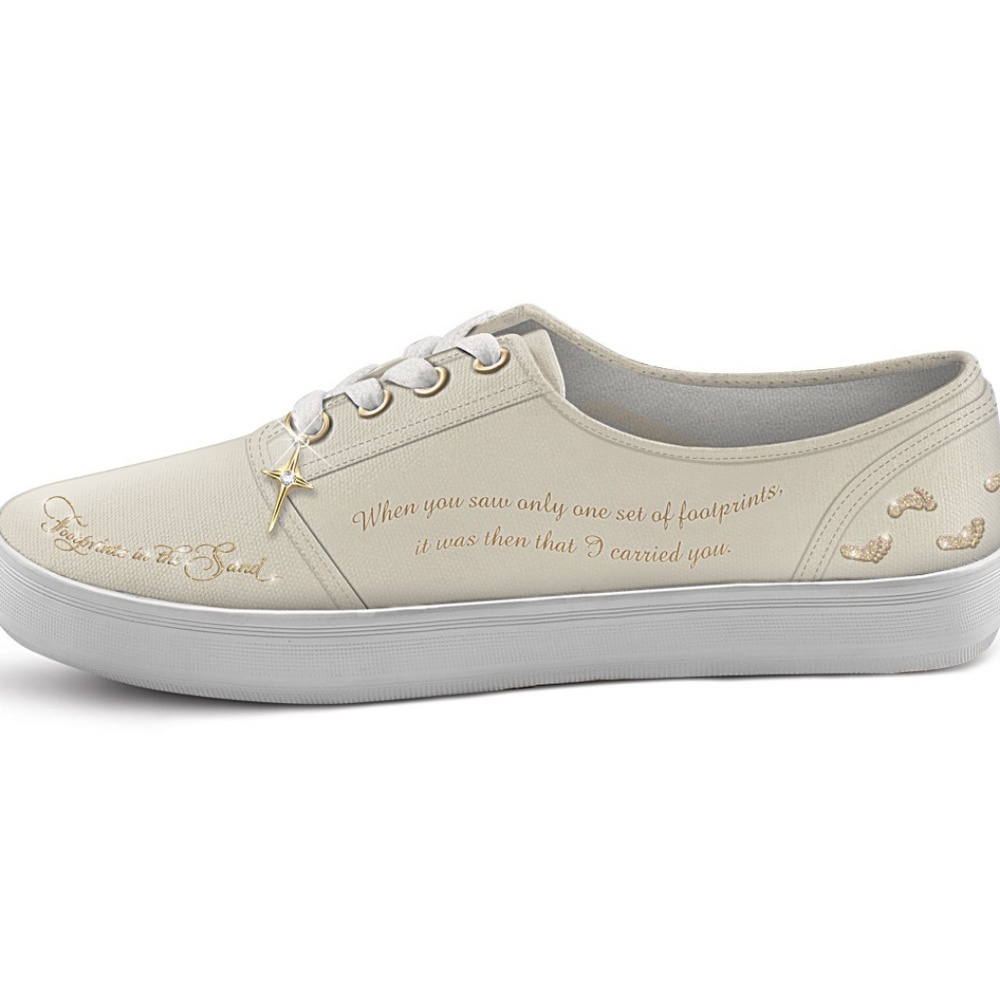 Footprints Sand Bible Religious canvas shoes NEW - Picture 4 of 6